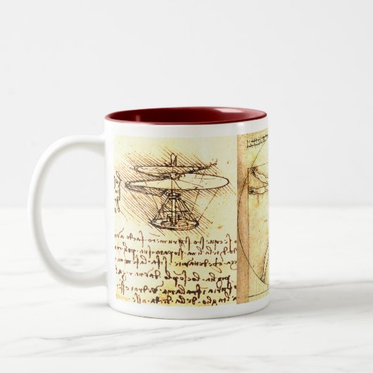 Leonado da Vinci Zeichnungen 2 Zweifarbige Tasse (Links)