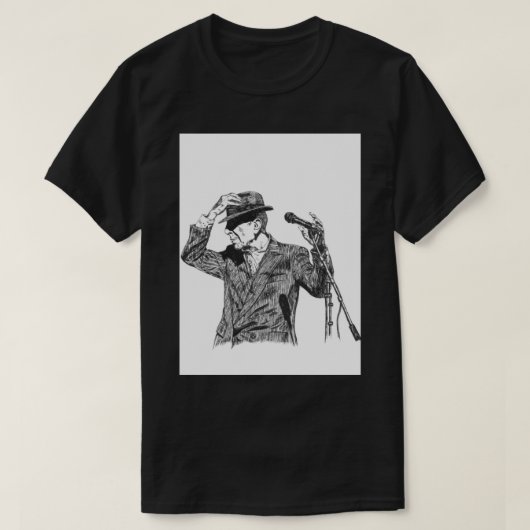 Leonard Cohen Original Hand Drawn Ink Print T-Shirt (Design vorne)