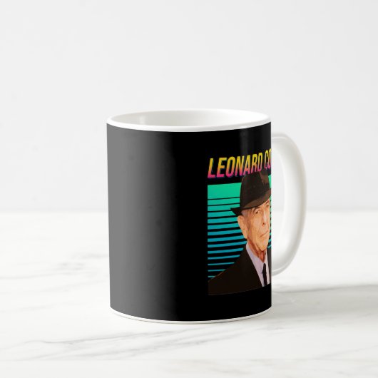 Leonard Cohen Retro Portrait Kaffeetasse (VorderseiteRechts)