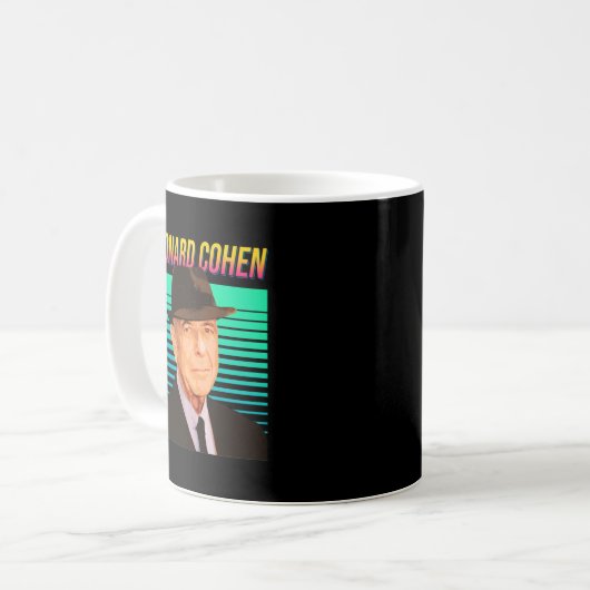 Leonard Cohen Retro Portrait Kaffeetasse (Vorderseite Links)