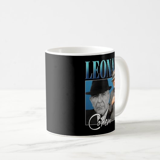 Leonard Cohen Retro Style Geschenke für Fans Kaffeetasse (VorderseiteRechts)