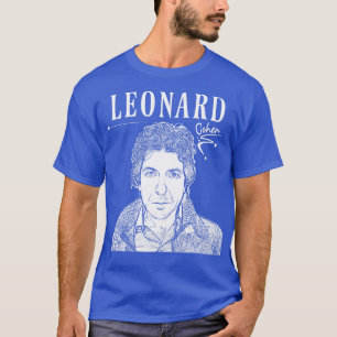 Leonard Cohen White Retro T-Shirt