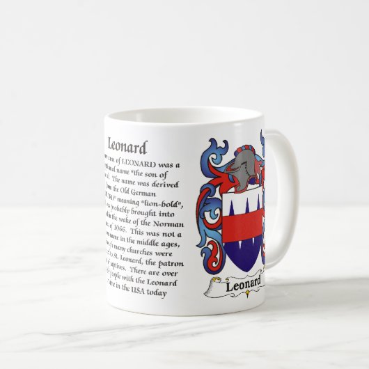 Leonard-Familien-Wappen Tasse (VorderseiteRechts)