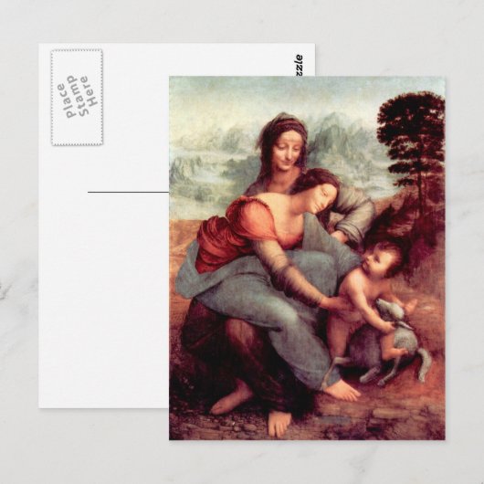 Leonardo da Vinci - Anna Selbdritt 2 Postkarte (Vorne/Hinten)