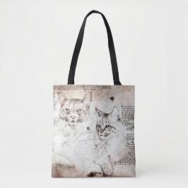 Leonardo da Vinci Cat Sketch Tote Bag Tasche
