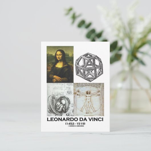 Leonardo da Vinci Collage (Sammlung der Werke) Postkarte (Stehend Vorderseite)