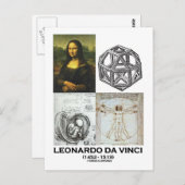 Leonardo da Vinci Collage (Sammlung der Werke) Postkarte (Vorne/Hinten)