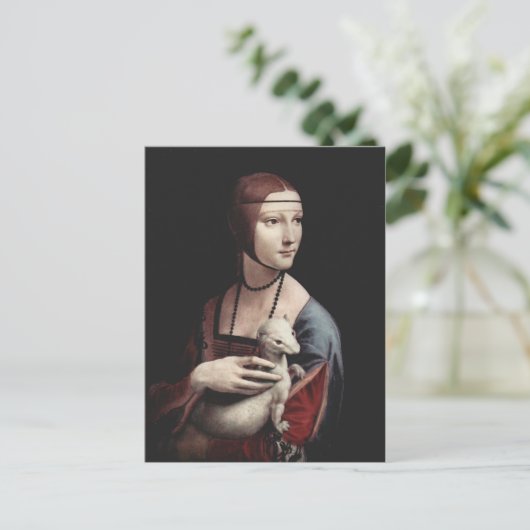 Leonardo Da Vinci - Dame mit Ermine Postkarte (Stehend Vorderseite)