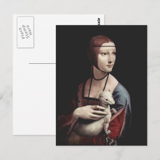 Leonardo Da Vinci - Dame mit Ermine Postkarte (Vorne/Hinten)