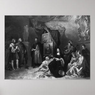 Leonardo da Vinci, der das Gioconda malt Poster