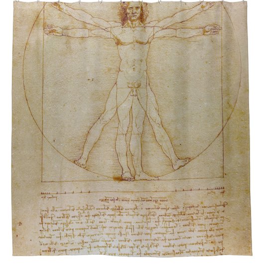 Leonardo Da Vinci, Der viruvianische Mann, Renaiss Duschvorhang (Vorderseite)