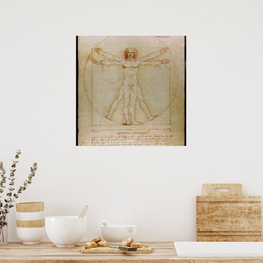 Leonardo Da Vinci, Der viruvianische Mann, Renaiss Poster (Küche)