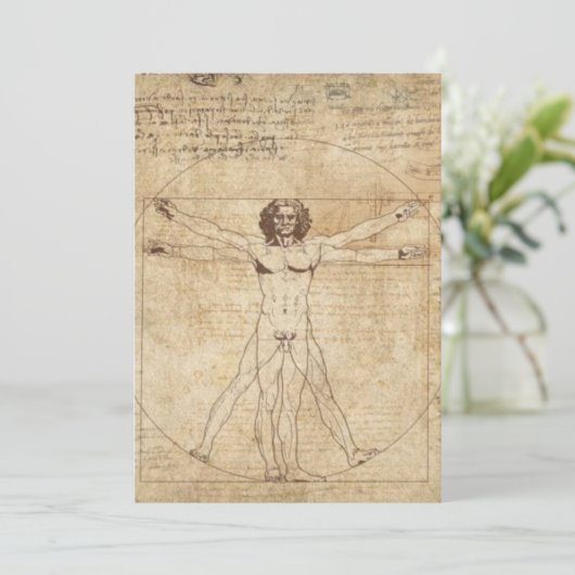 Leonardo Da Vinci Der Vitruvian Mann Einladung (Stehend Vorderseite)