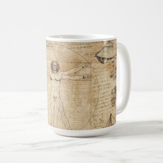 Leonardo Da Vinci Der Vitruvian Mann Kaffeetasse (VorderseiteRechts)