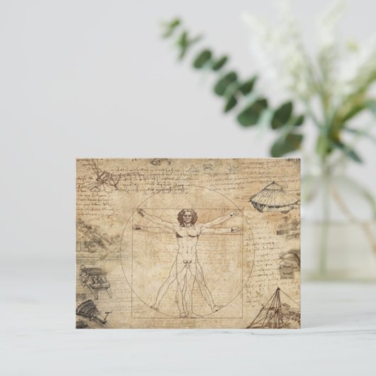 Leonardo Da Vinci Der Vitruvian Mann Postkarte (Stehend Vorderseite)