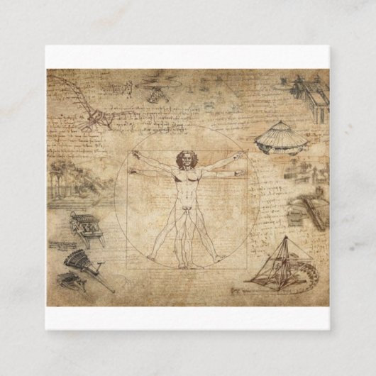 Leonardo Da Vinci Der Vitruvian Mann Quadratische Visitenkarte (Vorderseite)
