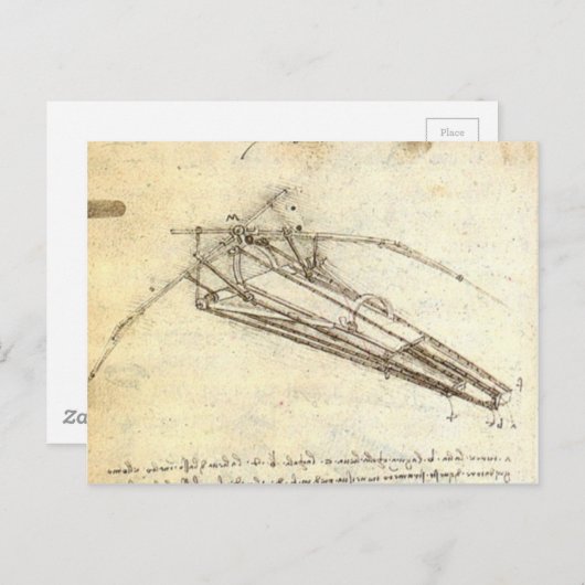 Leonardo da Vinci - Design für eine Flugmaschine Postkarte (Vorne/Hinten)