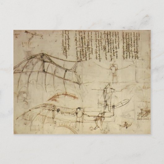 Leonardo da Vinci - Design für eine Flugmaschine Postkarte (Vorderseite)