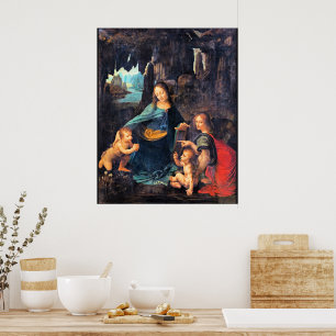 Leonardo da Vinci - Die Jungfrau der Felsen, Poster