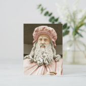 Leonardo da Vinci färbte sich mit Rose-Strumpfhose Postkarte (Stehend Vorderseite)