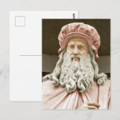 Leonardo da Vinci färbte sich mit Rose-Strumpfhose Postkarte (Vorne/Hinten)