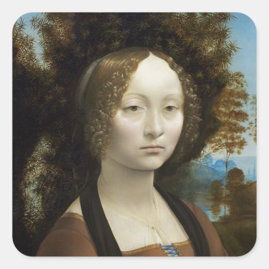 Leonardo Da Vinci Ginevra De' Benci Malerei Quadratischer Aufkleber (Vorderseite)