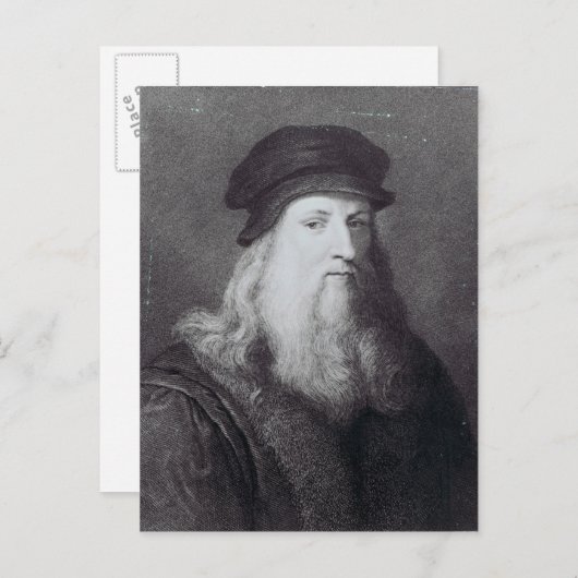 Leonardo da Vinci, graviert von Raphael Postkarte (Vorne/Hinten)