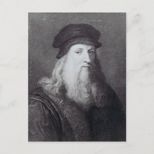 Leonardo da Vinci, graviert von Raphael Postkarte (Vorderseite)