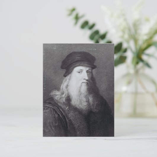 Leonardo da Vinci, graviert von Raphael Postkarte (Stehend Vorderseite)