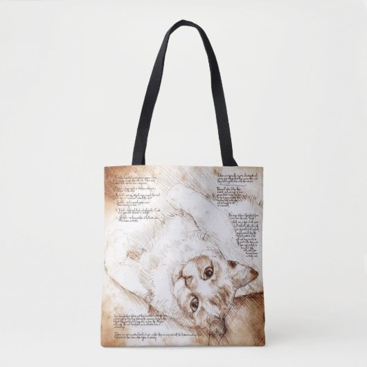 Leonardo da Vinci Katzen-Skizze-Taschen-Tasche Tasche (Vorderseite)