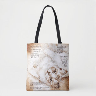 Leonardo da Vinci Katzen-Skizze Tragetasche Tasche
