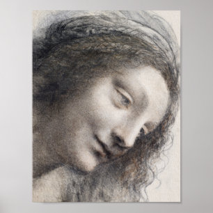 Leonardo da Vinci Kopf der Jungfrau Skizze Kunst Poster