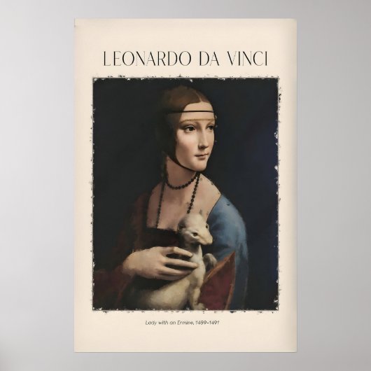 Leonardo da Vinci Kunstdruck - Dame mit einem Poster (Vorne)