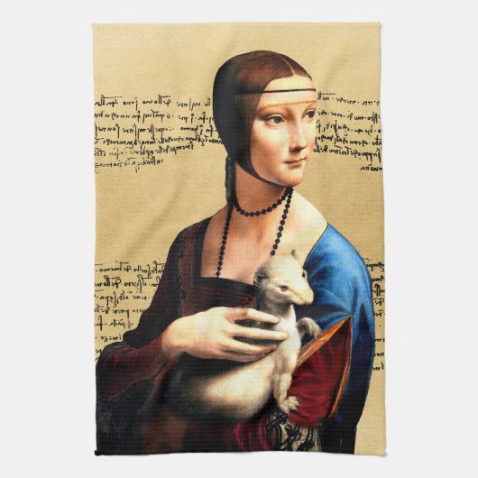 Leonardo da Vinci Lady mit Ermine Geschirrtuch (Vertikal)