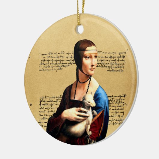 Leonardo da Vinci Lady mit Ermine Keramik Ornament (Links)
