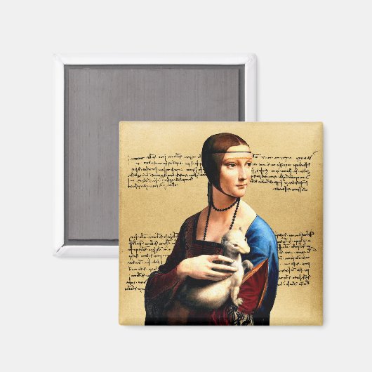 Leonardo da Vinci Lady mit Ermine Magnet (Vorderseite/Rückseite)