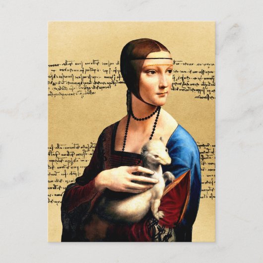 Leonardo da Vinci Lady mit Ermine Postkarte (Vorderseite)