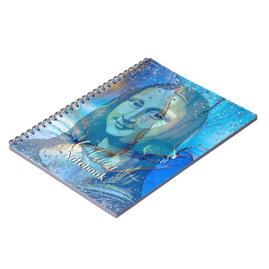 Leonardo Da Vinci Marble Blue Gradient Mona Lisa  Notizblock (Linke Seite)