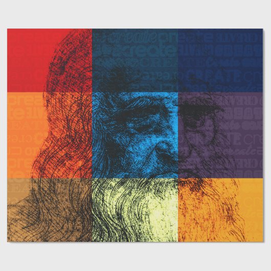 Leonardo Da Vinci Modern Self-Portrait Geschenkpapier (Flach)