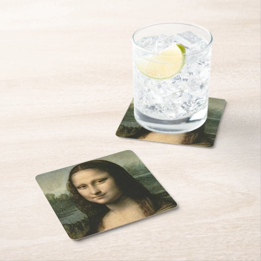 Leonardo da Vinci | Mona Lisa, c.1503-6 Rechteckiger Pappuntersetzer (Vor Ort)