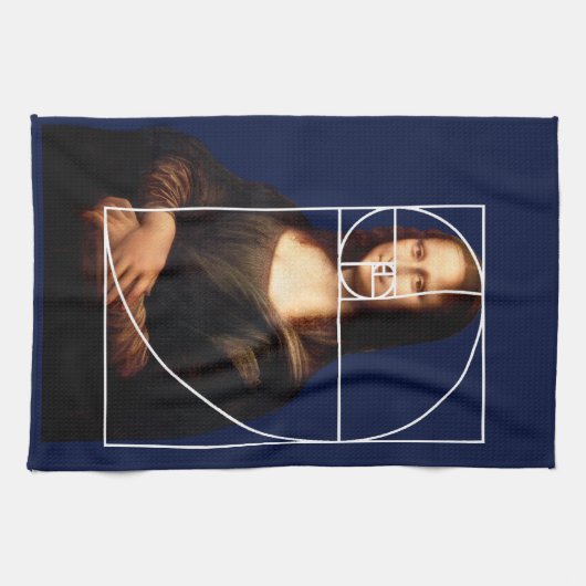 Leonardo da Vinci Mona Lisa Fibonacci Sequence Geschirrtuch (Horizontal)