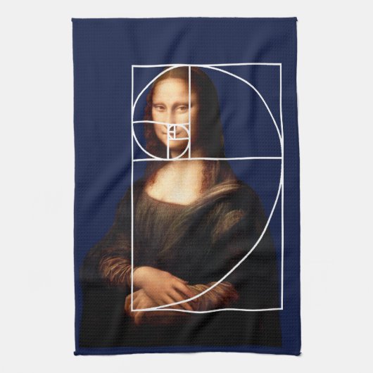 Leonardo da Vinci Mona Lisa Fibonacci Sequence Geschirrtuch (Vertikal)