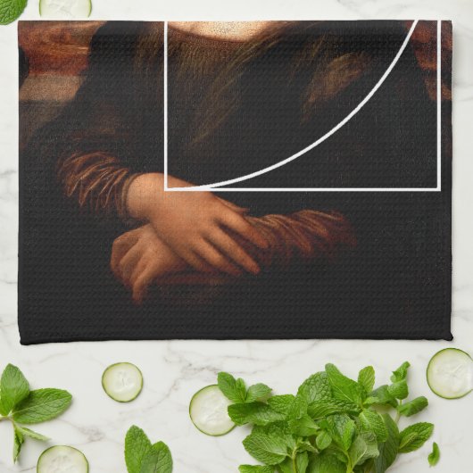 Leonardo da Vinci Mona Lisa Fibonacci Sequence Geschirrtuch (Gefaltet)