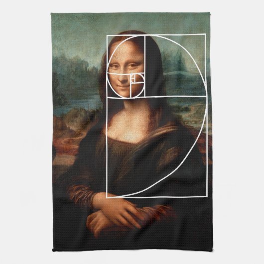 Leonardo da Vinci Mona Lisa Fibonacci Sequence Geschirrtuch (Vertikal)