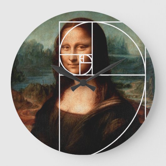 Leonardo da Vinci Mona Lisa Fibonacci Sequence Große Wanduhr (Vorderseite)