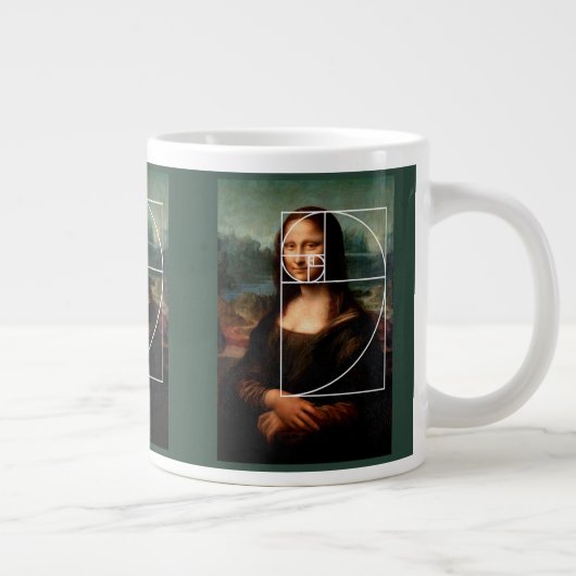 Leonardo da Vinci Mona Lisa Fibonacci Sequence Jumbo-Tasse (Rechts)