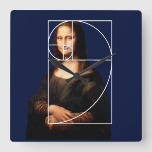 Leonardo da Vinci Mona Lisa Fibonacci Sequence Quadratische Wanduhr
