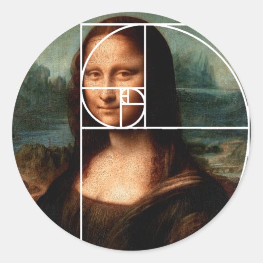 Leonardo da Vinci Mona Lisa Fibonacci Sequence Runder Aufkleber (Vorderseite)