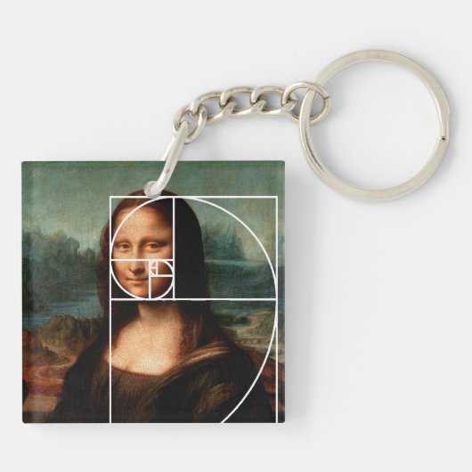 Leonardo da Vinci Mona Lisa Fibonacci Sequence Schlüsselanhänger (Rückseite)