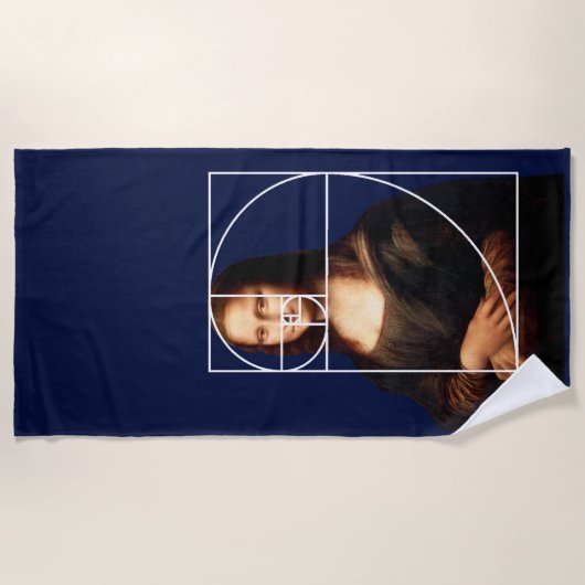 Leonardo da Vinci Mona Lisa Fibonacci Sequence Strandtuch (Vorderseite)